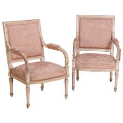 Pair of Antique French Louis XVI Painted Armchairs
