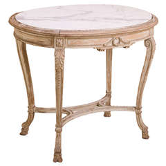 Antique French Louis XVI Painted Marble Top Table