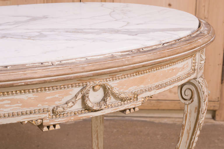 Antique French Louis XVI Painted Marble Top Table 1