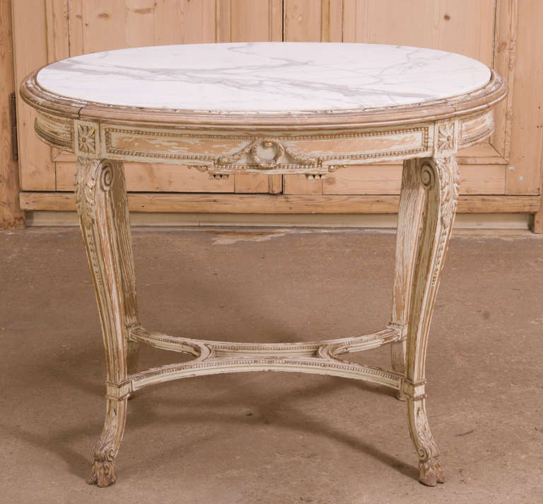 Antique French Louis XVI Painted Marble Top Table 3