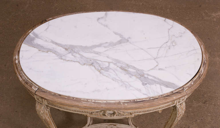 Antique French Louis XVI Painted Marble Top Table 4