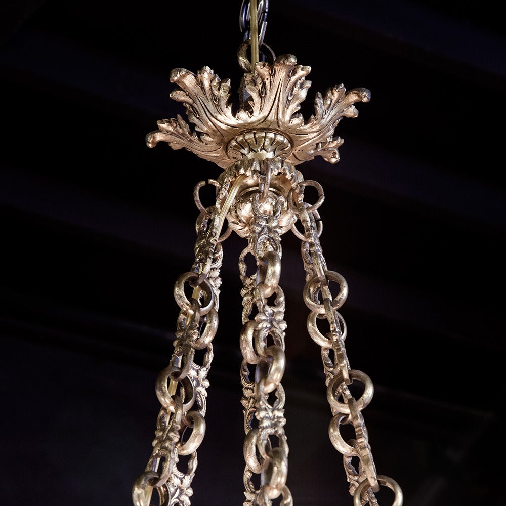 French Alabaster and Bronze Chandelier