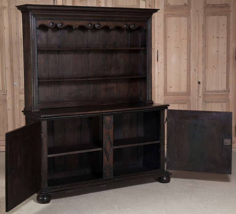 Antique English Buffet with Open Display Shelves 3