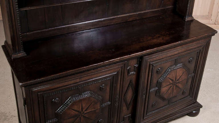 Antique English Buffet with Open Display Shelves 4
