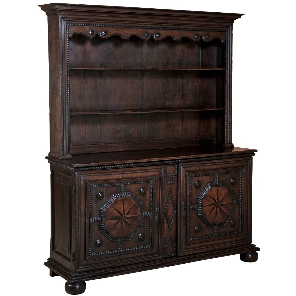 Antique English Buffet with Open Display Shelves