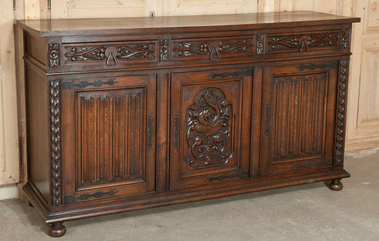 Vintage Gothic Oak Buffet