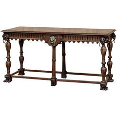 19th Century Renaissance Sofa Table with Lions