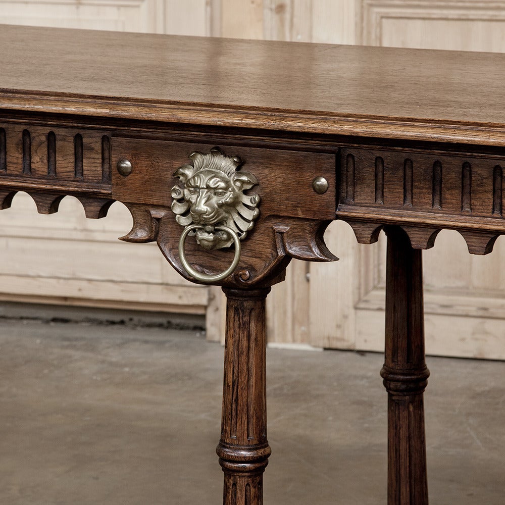 Cast 19th Century Renaissance Sofa Table with Lions