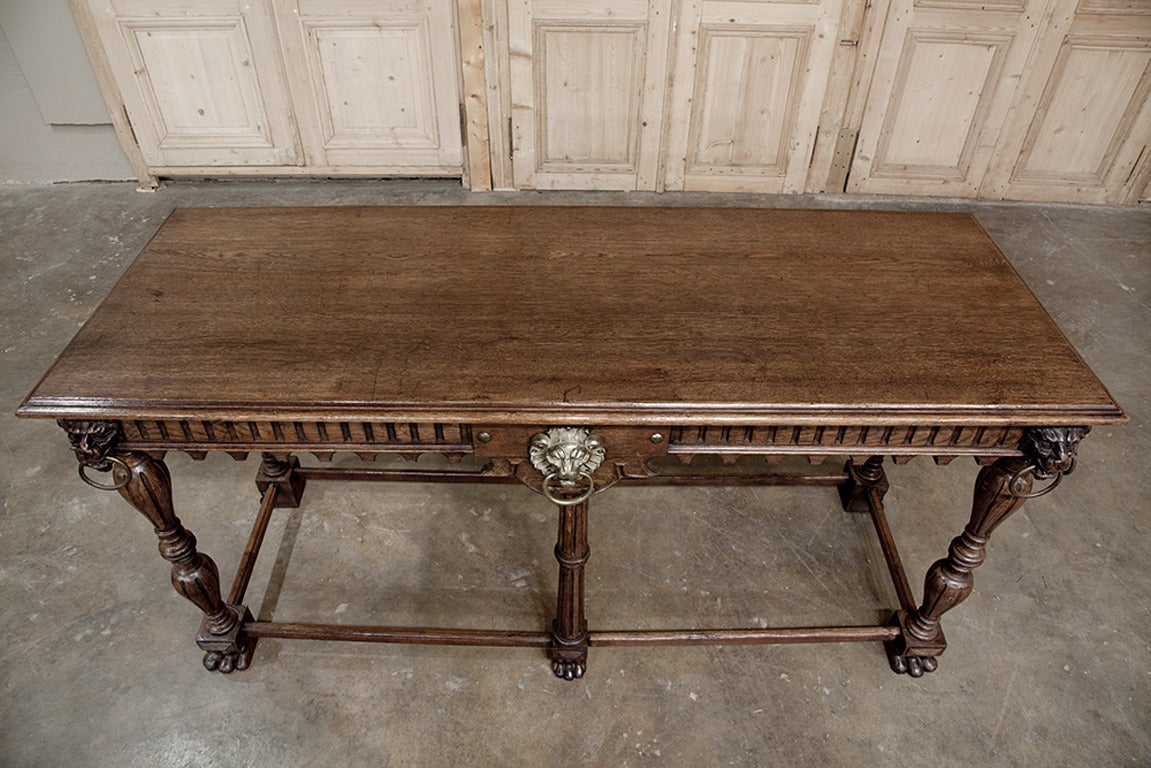 19th Century Renaissance Sofa Table with Lions 2
