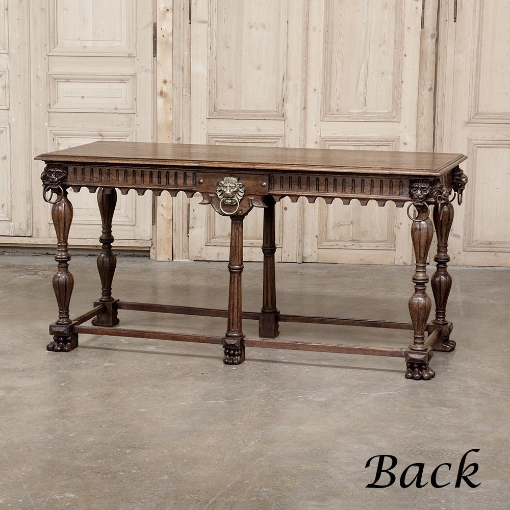 19th Century Renaissance Sofa Table with Lions 1