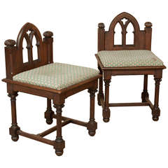 Pair of Antique Gothic Vanity Chairs