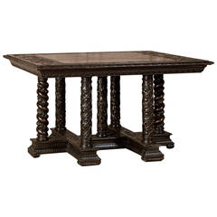 19th Century Renaissance Carved Antique Library Table from Italy, 1870.