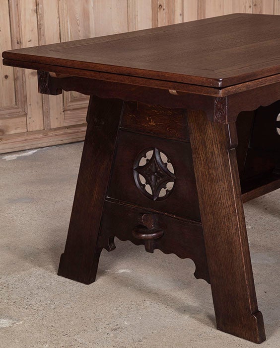 Antique Gothic Draw Leaf Table