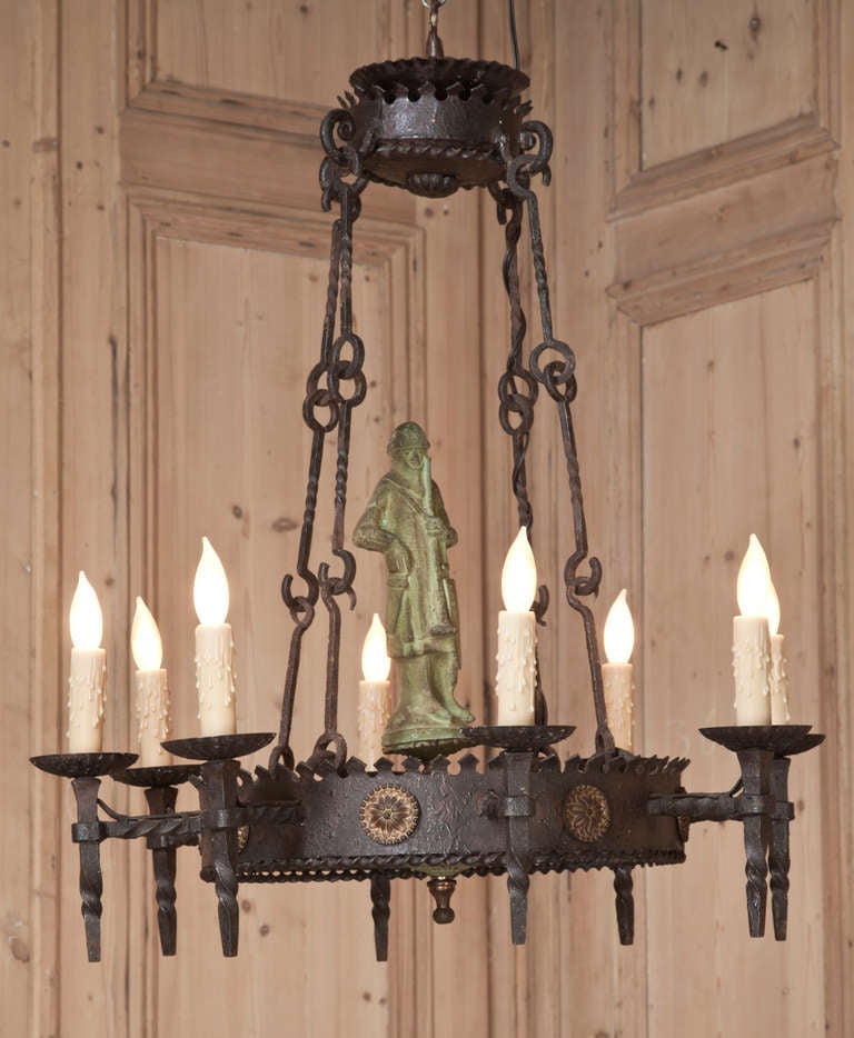 Antique Gothic Iron & Bronze Chandelier