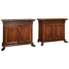 One Left! Pair of Antique Italian Walnut Buffets Sold Each