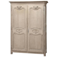 19th Century Country French Stripped Oak Armoire