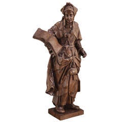 Antique Hand-Carved Statue of Nun
