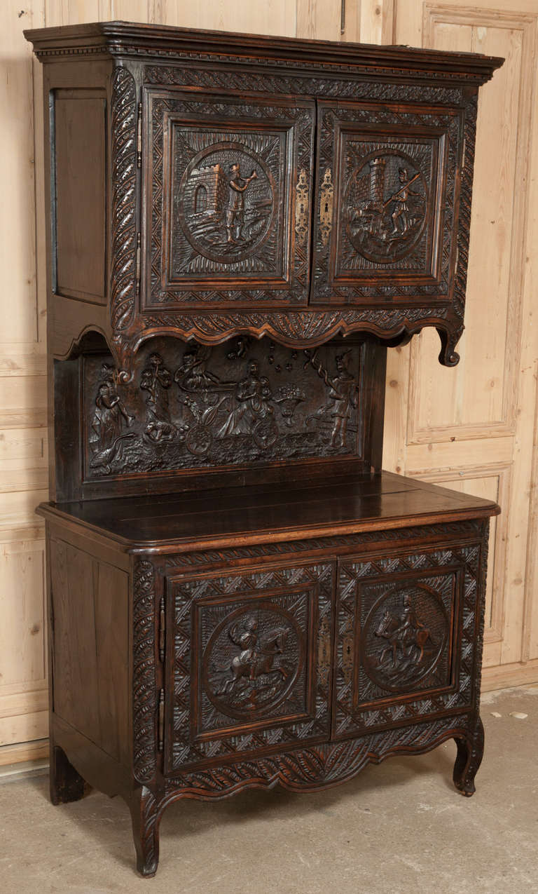 Antique Brittany French Buffet a Deux Corps