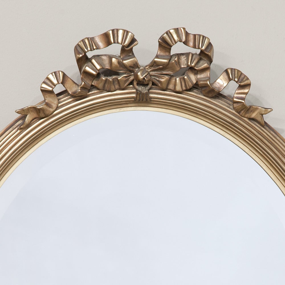 Gilt Pair of 19th Century Neoclassical Gilded Oval Mirrors