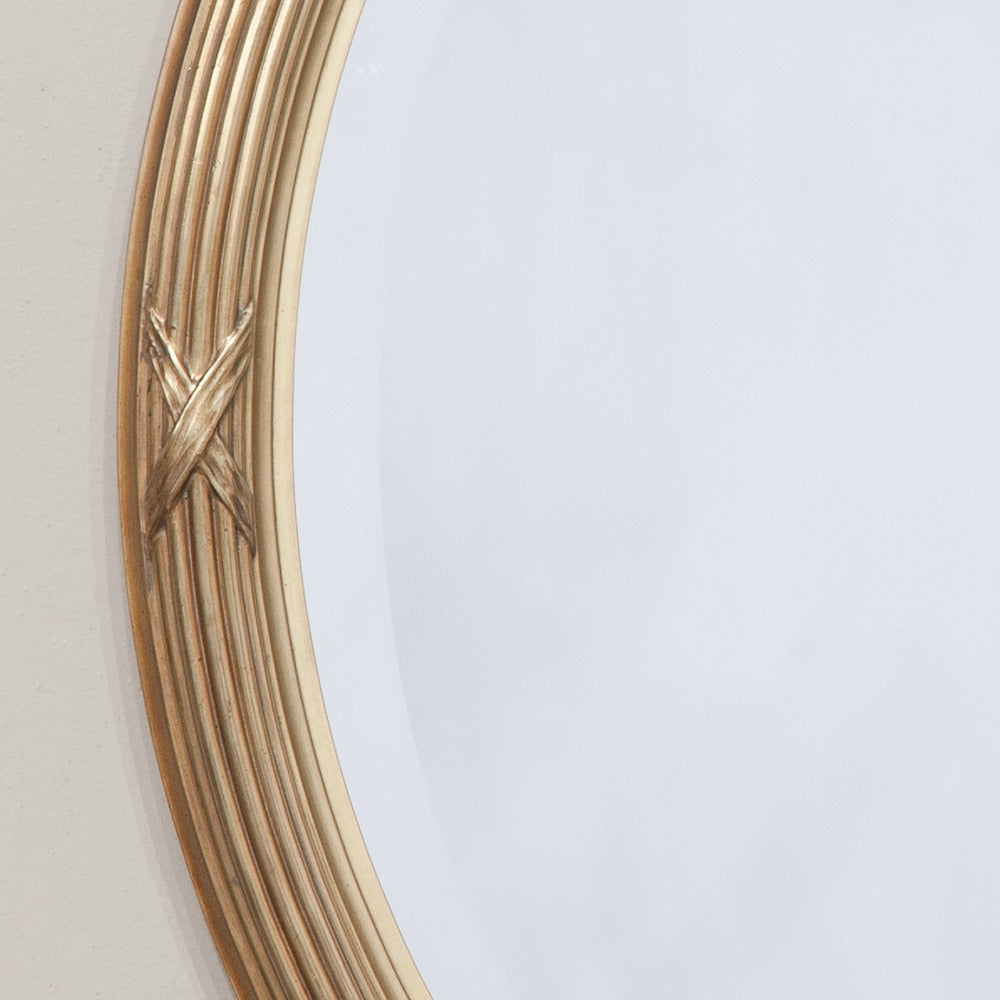 Hardwood Pair of 19th Century Neoclassical Gilded Oval Mirrors