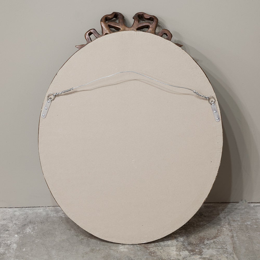 Pair of 19th Century Neoclassical Gilded Oval Mirrors 1