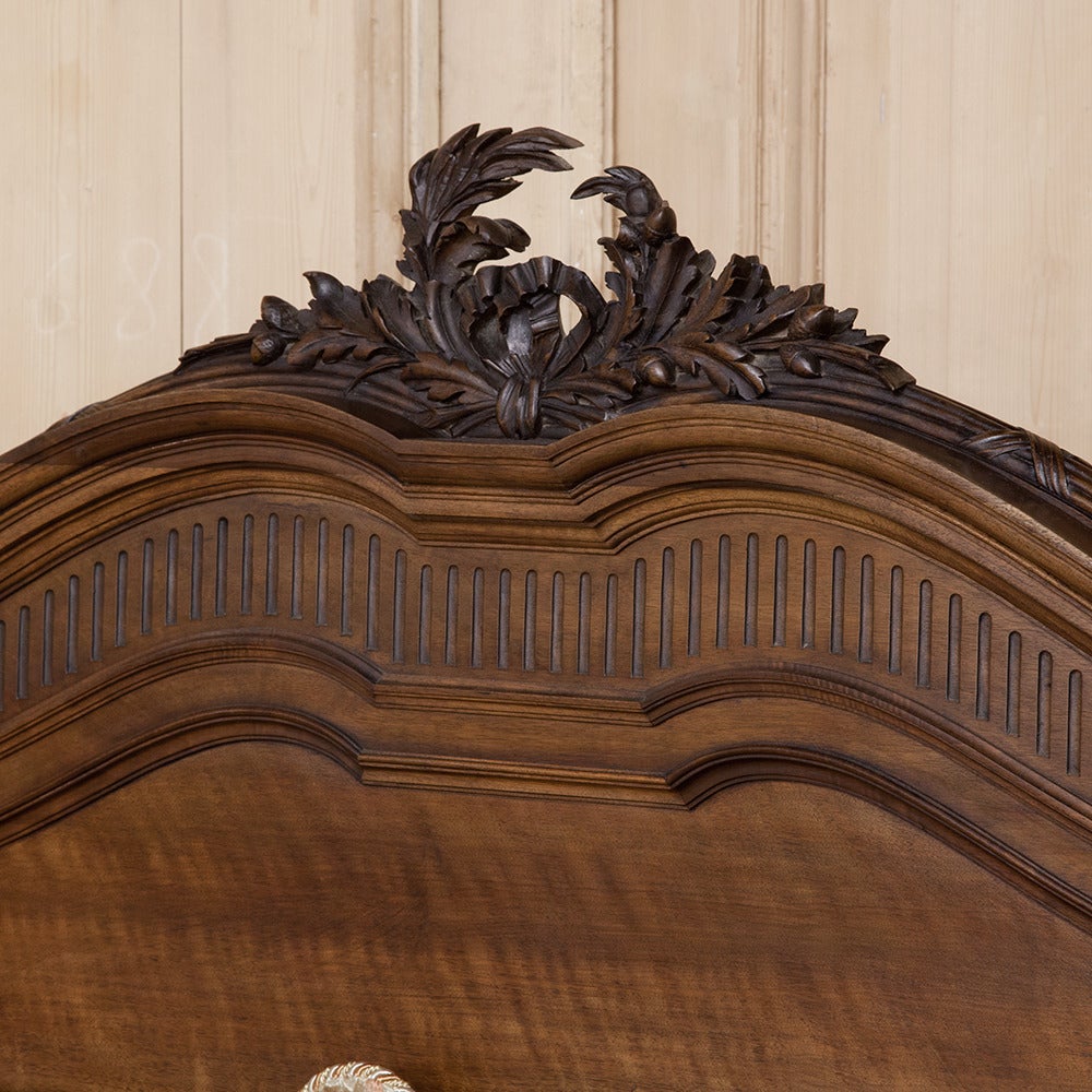 Late 19th Century 19th Century Neoclassical French Walnut Queen Bed