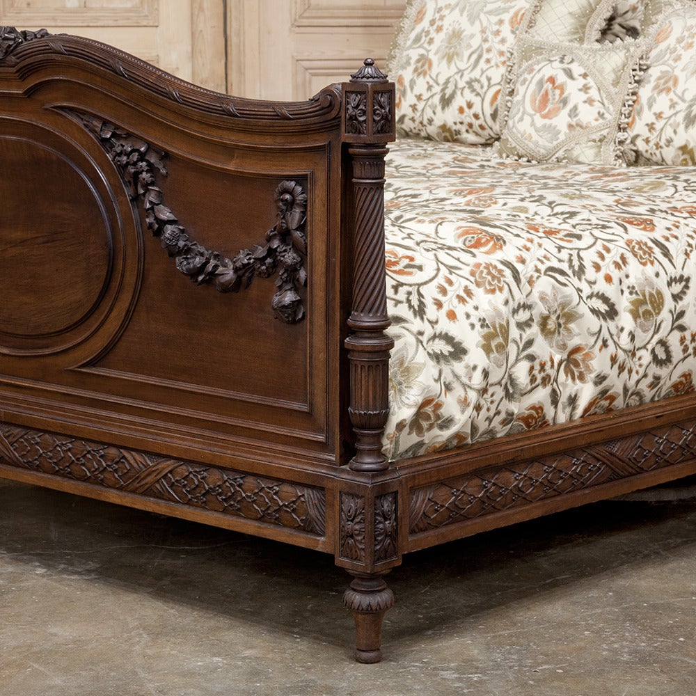 19th Century Neoclassical French Walnut Queen Bed 3