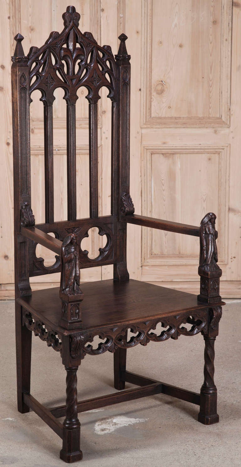 Antique French Gothic Armchair 4
