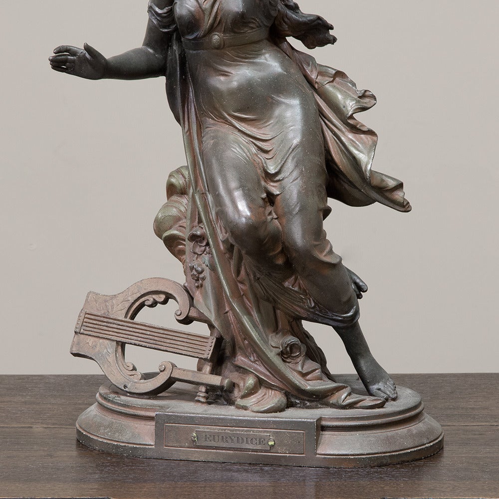 French 19th Century Pair of Neoclassical Statues of Eurydice and Orpheus In Excellent Condition In Dallas, TX