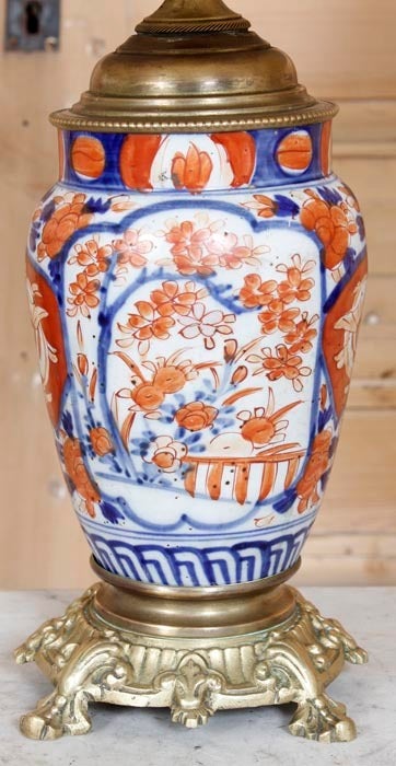 French Pair Antique Imari Urn Lamps