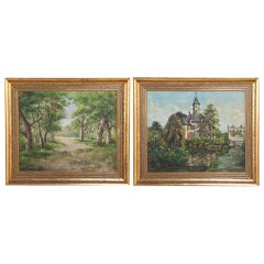 Pair Vintage Framed Oils on Canvas