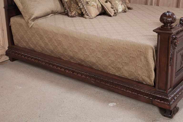 Italian Renaissance Walnut King Bed 3