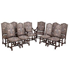 Set of 10 "Os de Mouton" Chairs with 2 Armchairs
