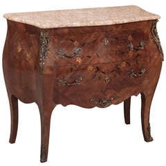 Antique Louis XV Marble Top Bombe Commode