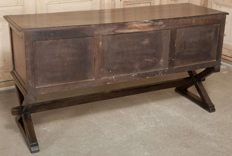French Renaissance Low Oak Credenza/Buffet/Sofa Cabinet 2