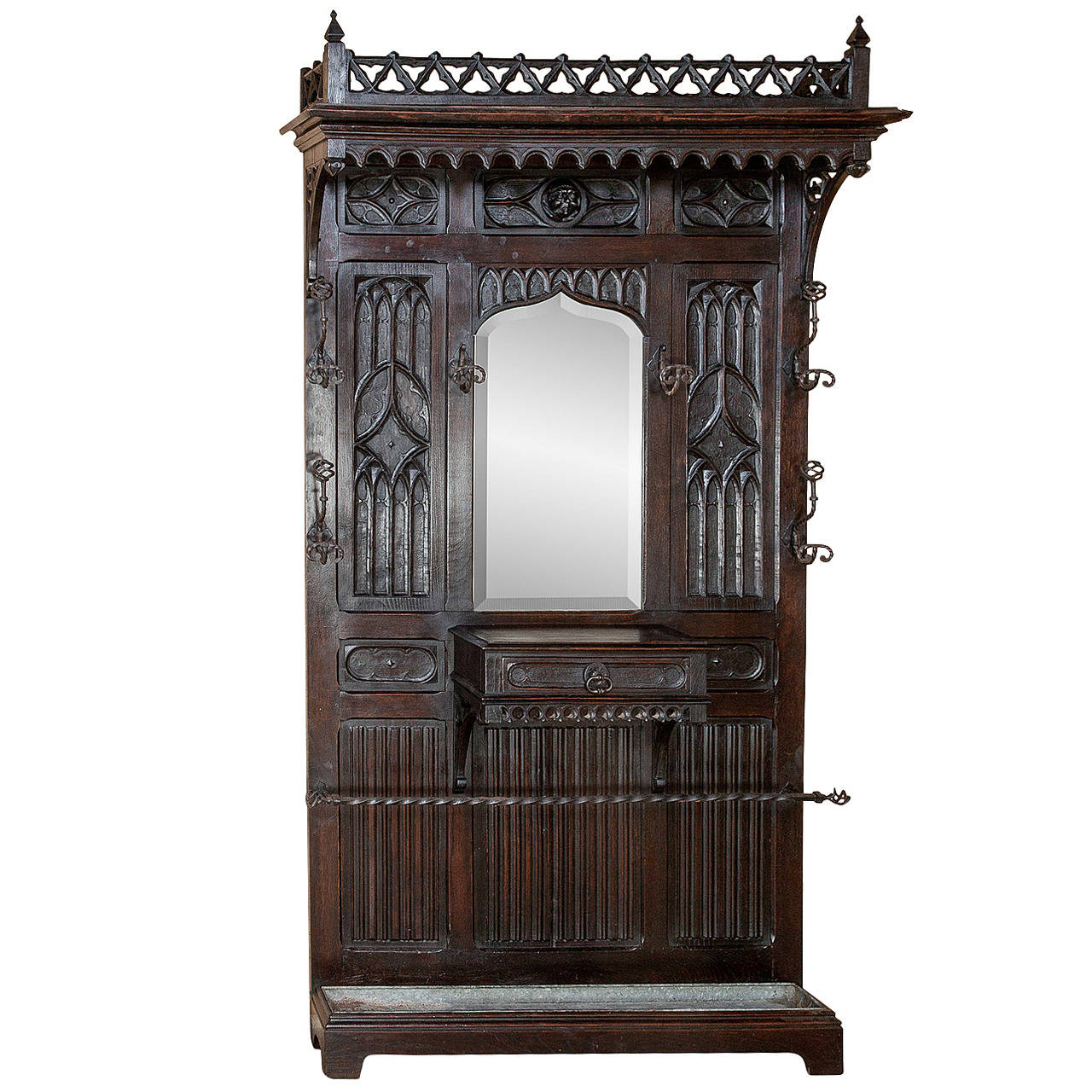 Antique French Gothic Hall Tree at 1stDibs french hall tree, antique