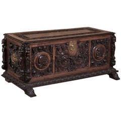 Antique Italian Renaissance Walnut Trunk