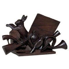 Antique Hand-Carved Hunting Sculpture