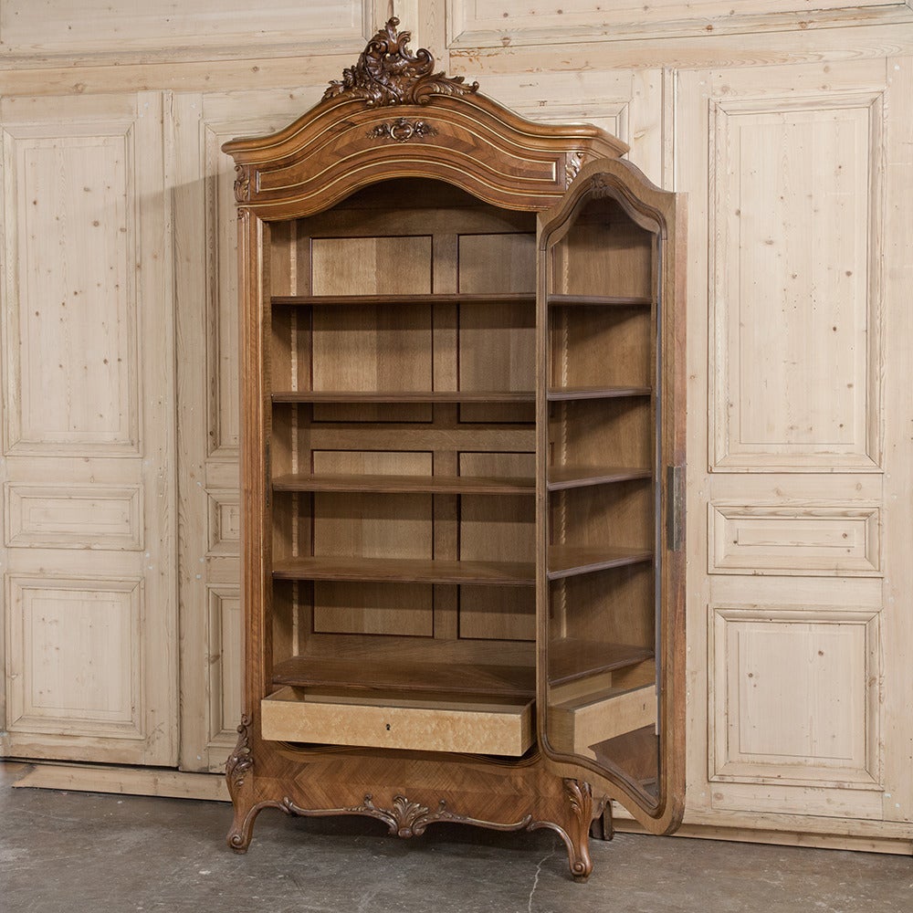 Hand-Carved 19th Century Rococo French Walnut Armoire