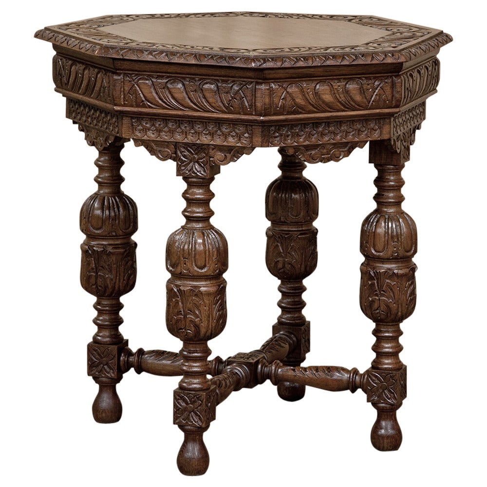19th Century Renaissance Octagonal End Table