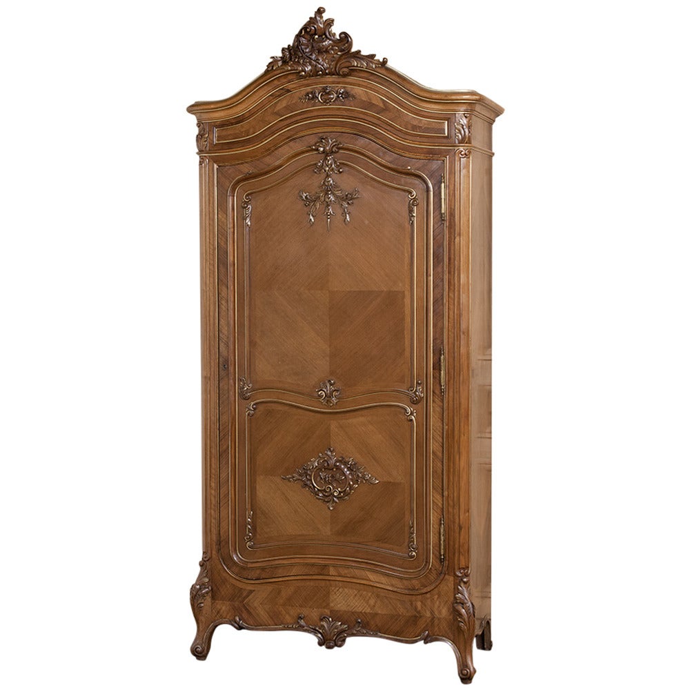 19th Century Rococo French Walnut Armoire