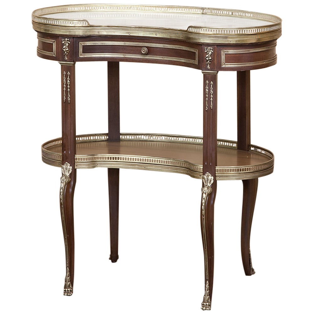 19th Century Kidney Shape Marble-Top End Table