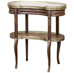 Antique 19th Century Kidney Shape Marble-Top End Table