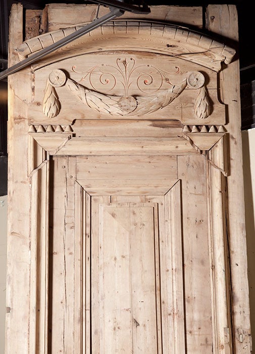 Neoclassical Antique Architectural Louis XVI Door with Transom and Frame