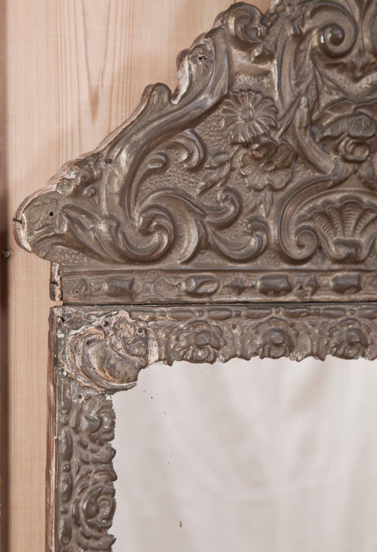 Pair Antique Embossed Brass Mirrors 1