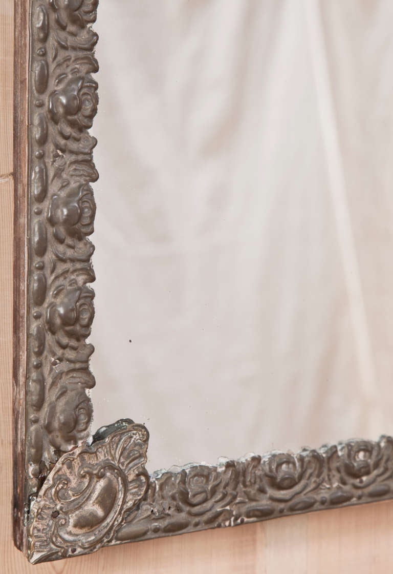 Pair Antique Embossed Brass Mirrors 2