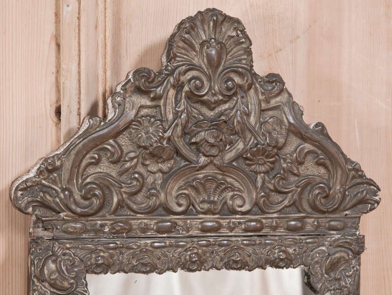 Pair Antique Embossed Brass Mirrors 4