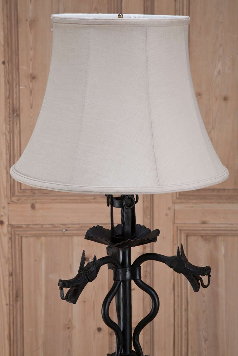 Antique French Gothic Iron Floor Lamp 1