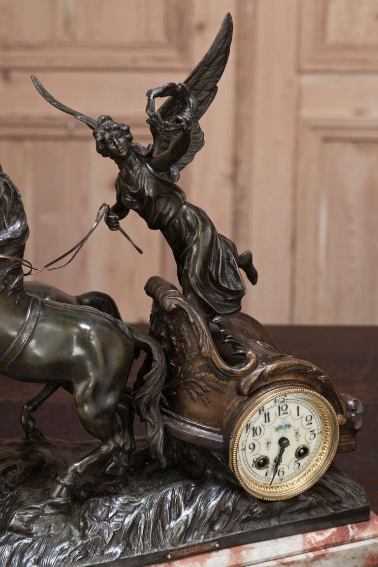 Antique NeoClassical 3-Piece Mantel Clock Set In Excellent Condition In Dallas, TX