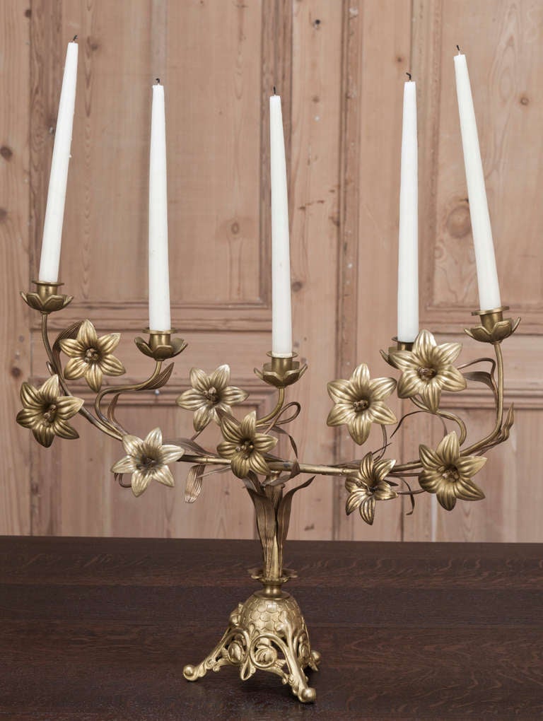 Pair French 19th Century Bronze and Brass D'ore Candelabra ~ Saturday Sale 5